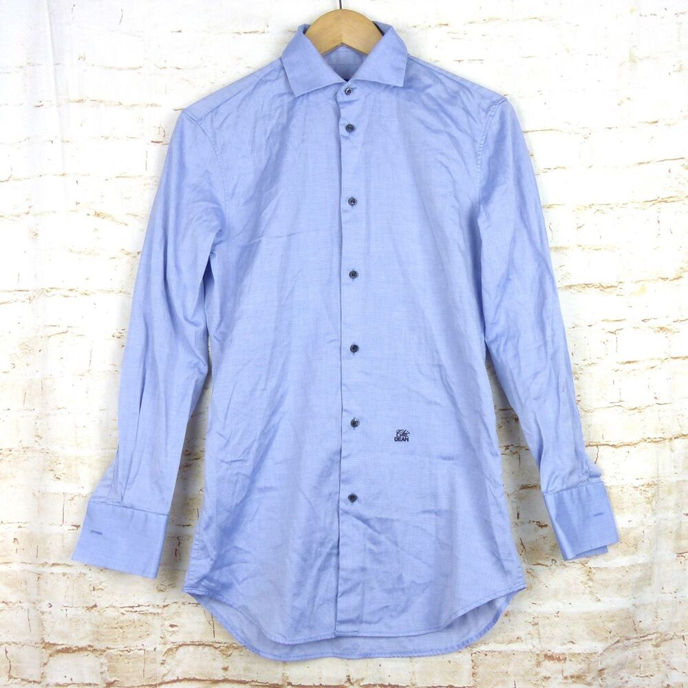 Dsquared2 Shirt Mens Size 48 Blue Chic Dean Embroidered LS Casual Button Italy